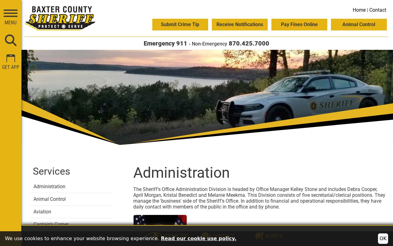 Baxter County warrant search administration contact roles