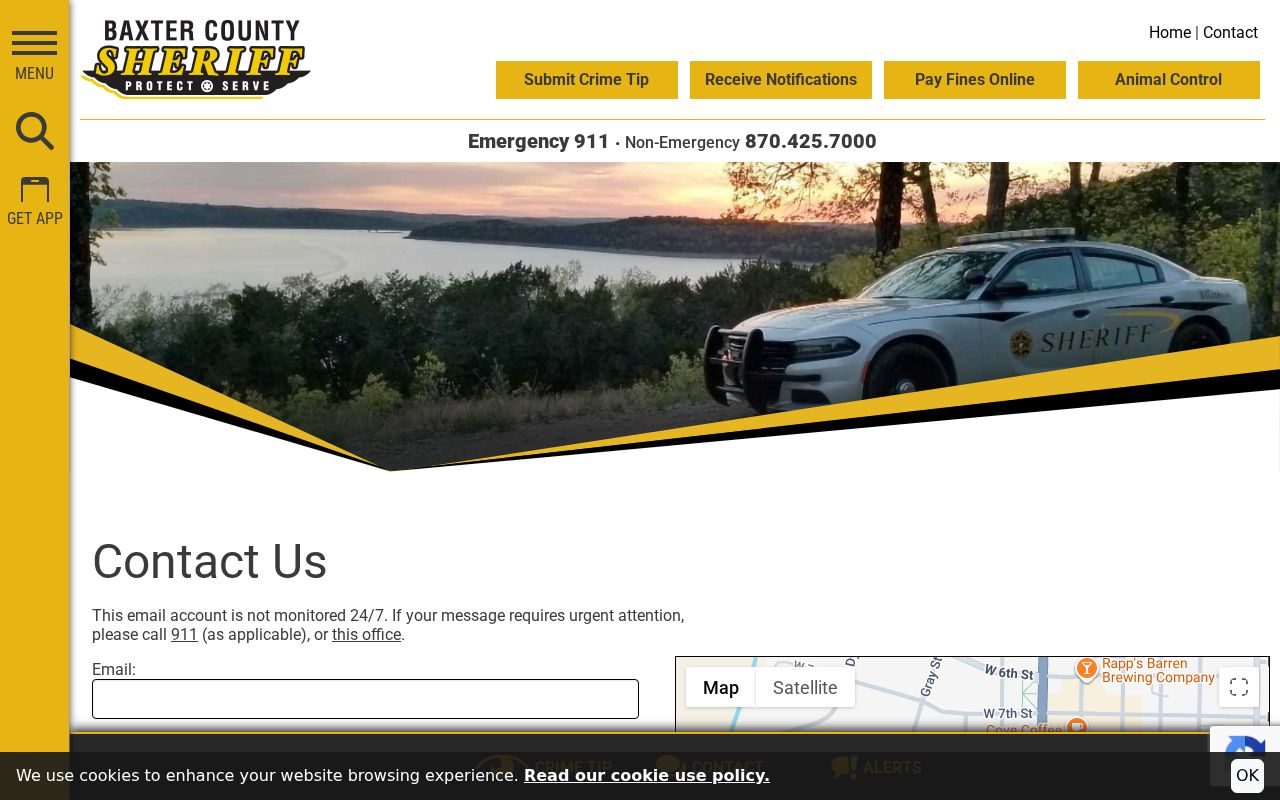 Baxter County warrant search non-emergency contact form