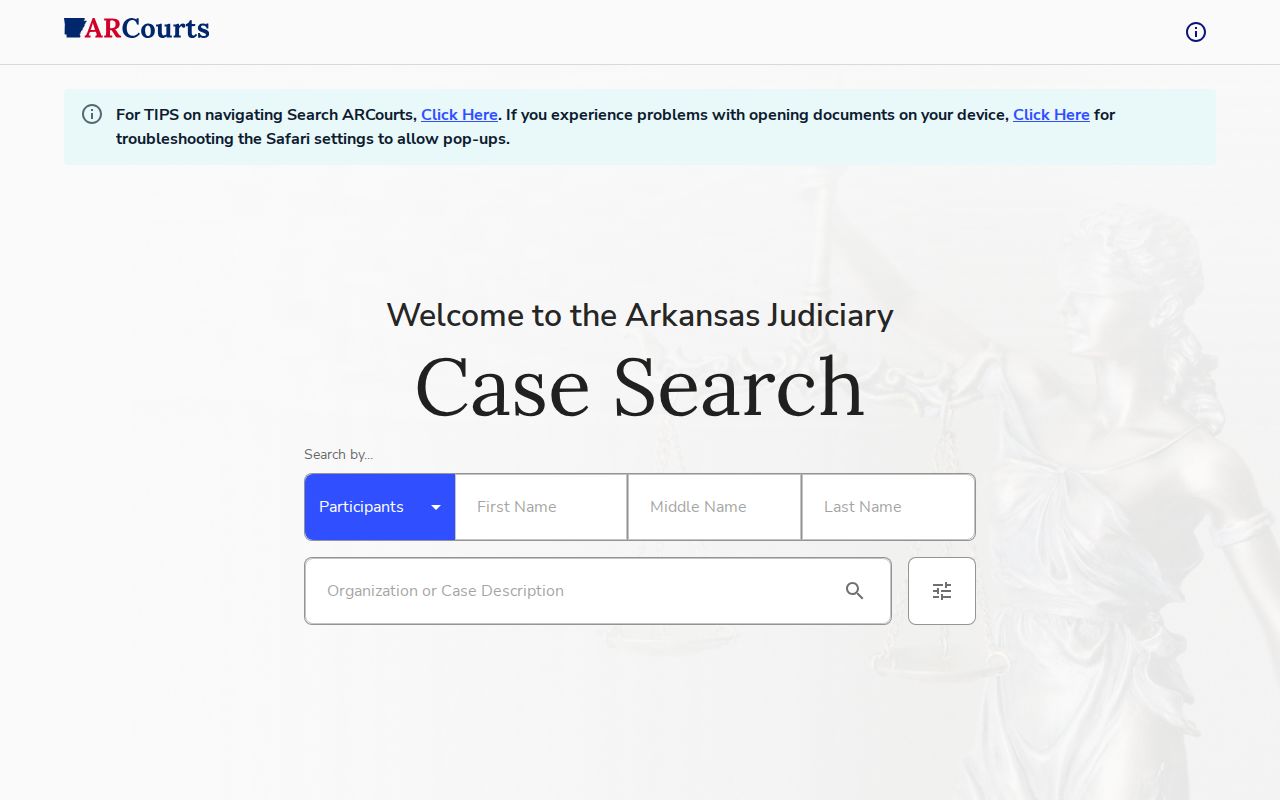 Baxter County active warrant Search ARCourts participant form