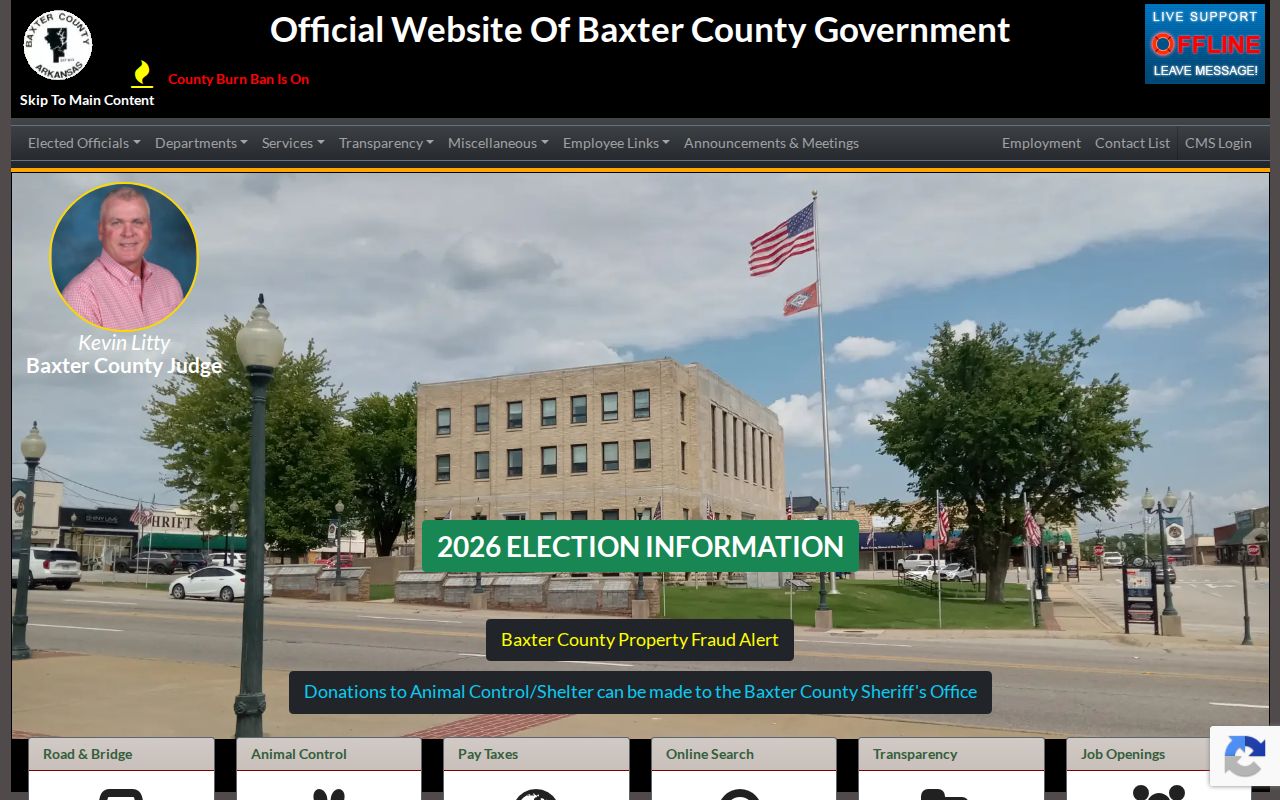 Baxter County courthouse and active warrant record offices