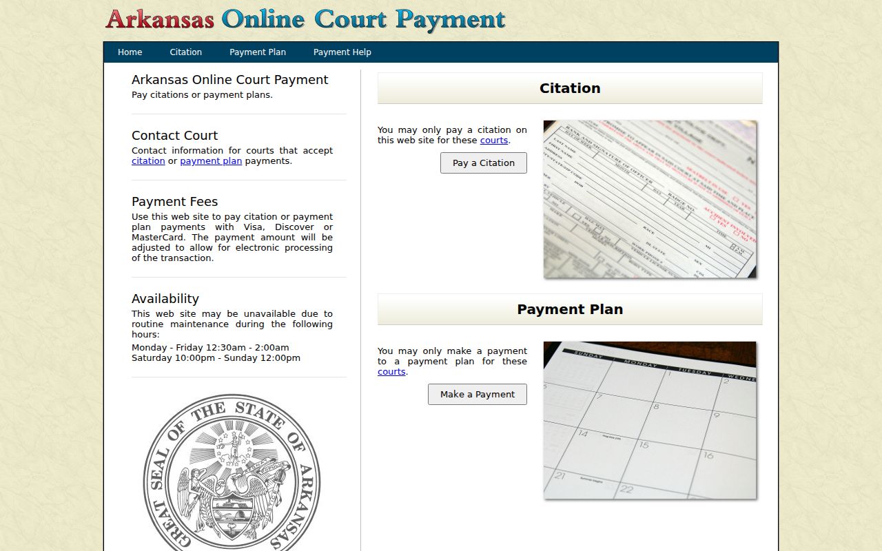 Baxter County arrest warrant related Arkansas court payment gateway